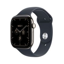 Apple Watch Series 12 GPS + Cellular 46mm Natural Titanium Case with Navy Blue Sport Band - S/M